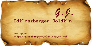 Günszberger Jolán névjegykártya